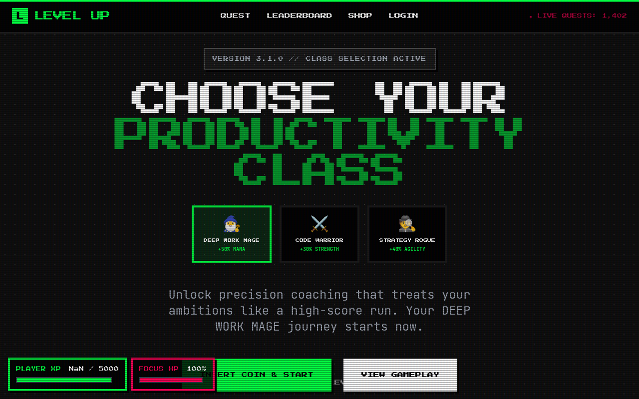 Levelup  The Focus Quest