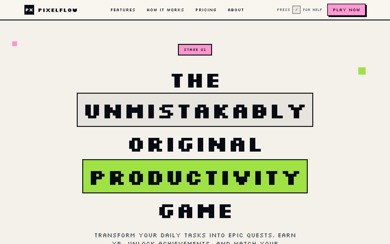 Pixel 8 Bit Landing Page